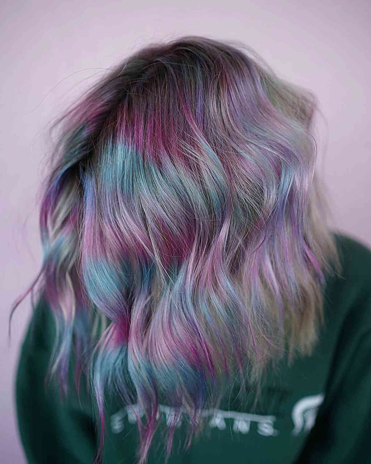 Grey Lob with Cotton Candy Holographic Highlights
