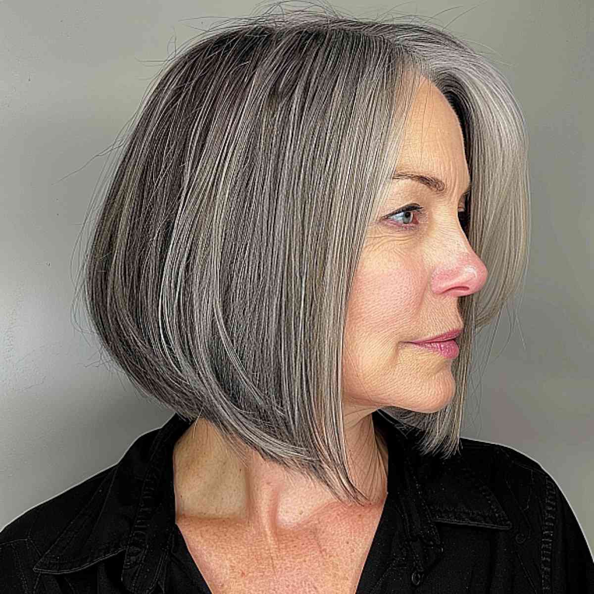 Grey Pepper Bob for women in their 50s