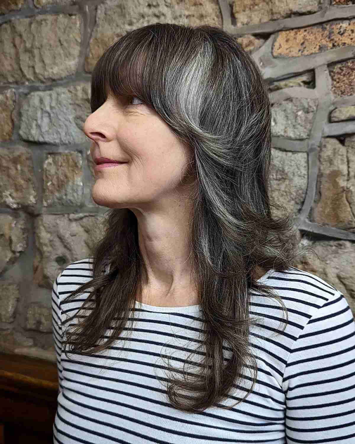 Grey shaggy mullet for mid-length hair