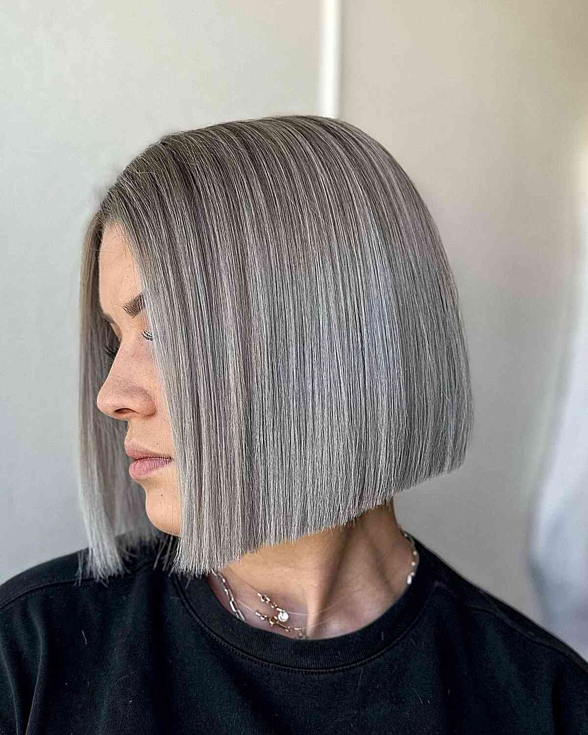 Grey Slob with Balayage for women with short hair 