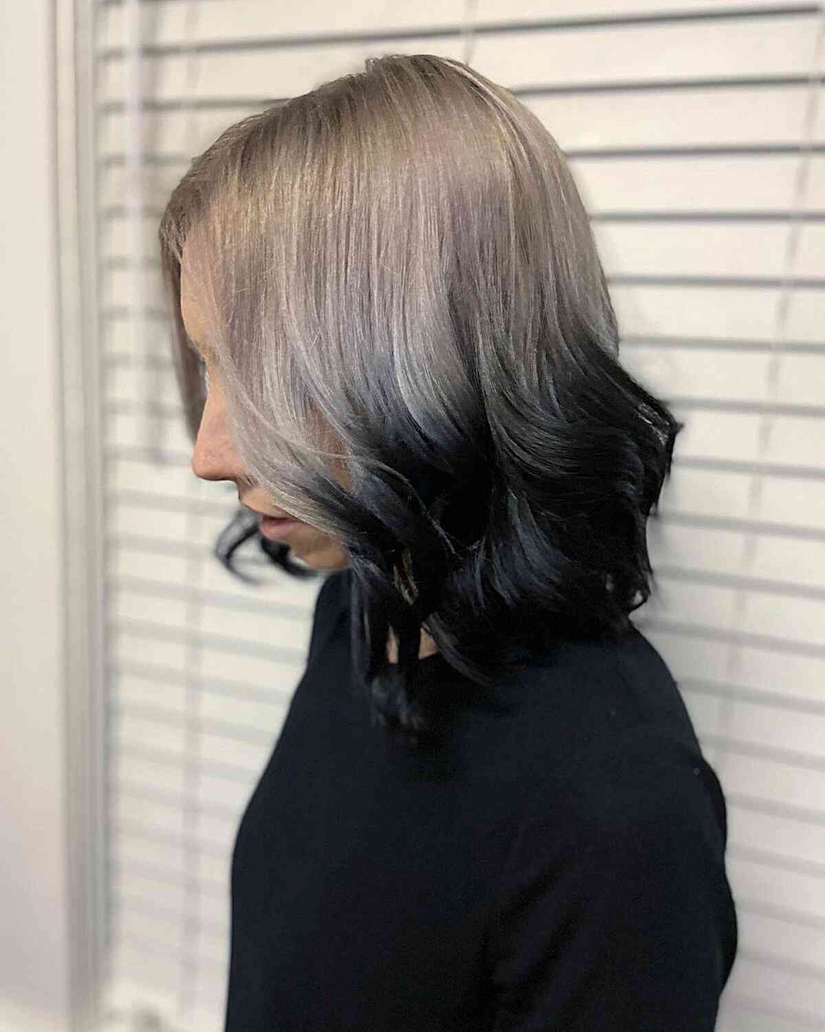 Grey to Black Reverse Ombre Hair