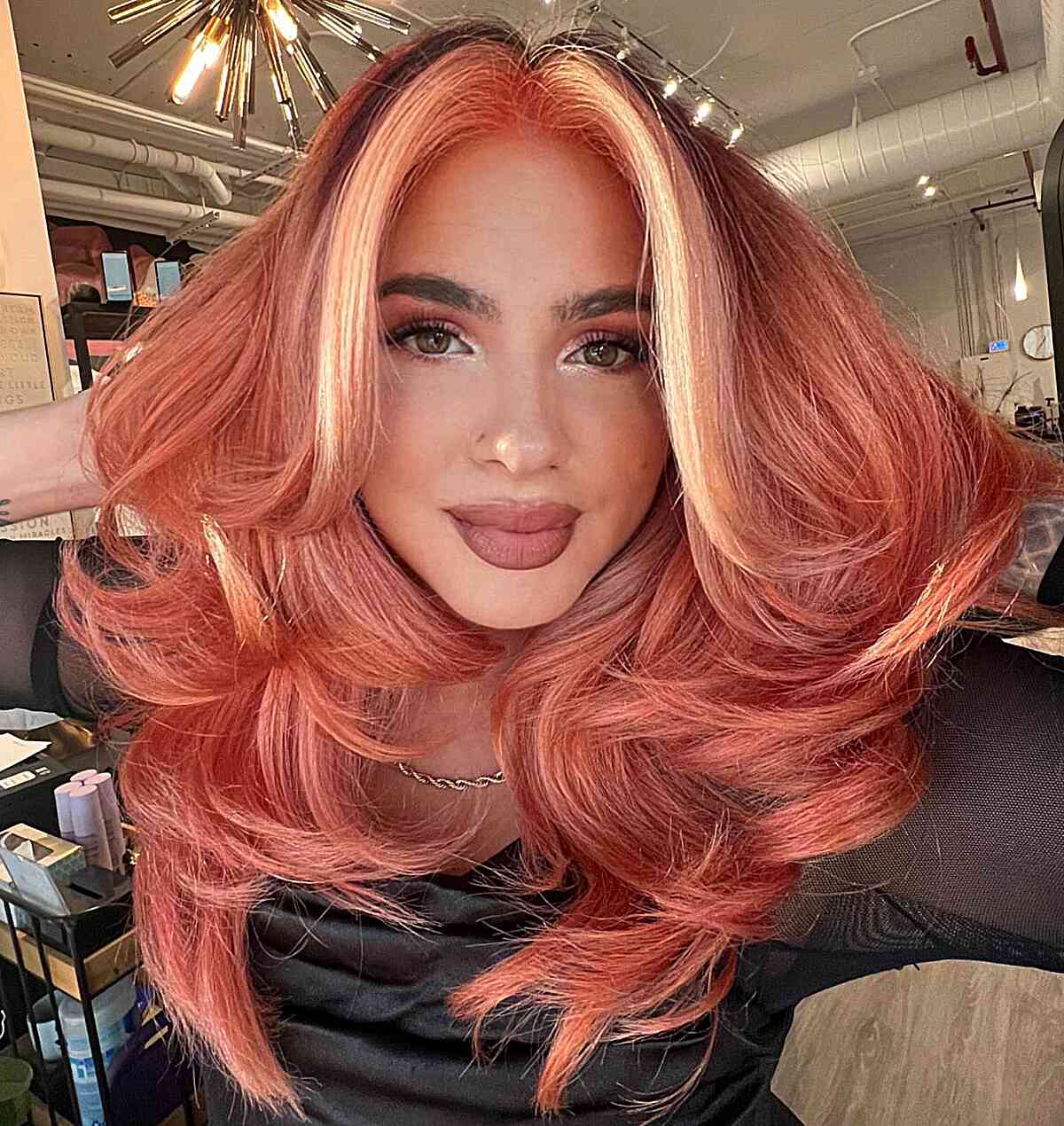 Gypsy Rose Peach Hair with Blonde Money Piece