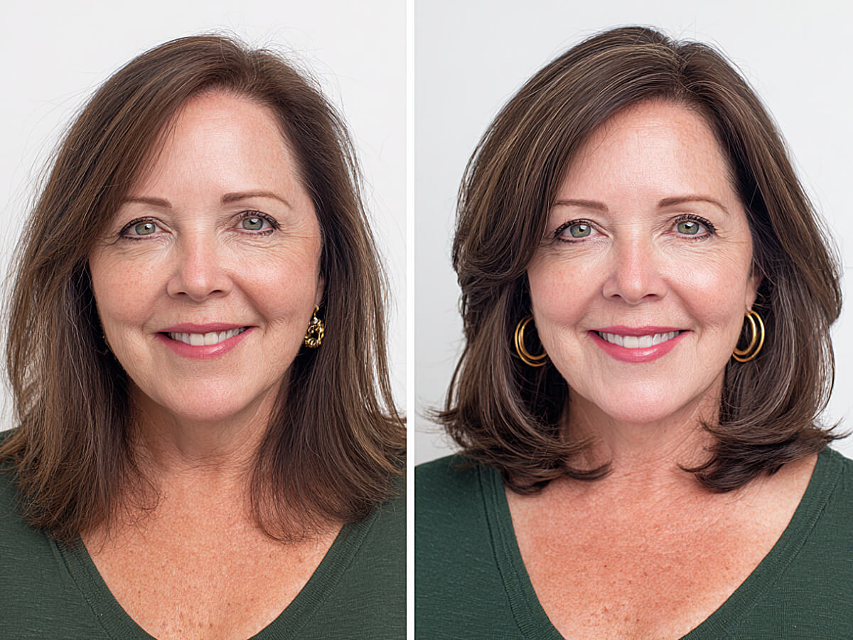 Haircuts for women over 50 with round faces
