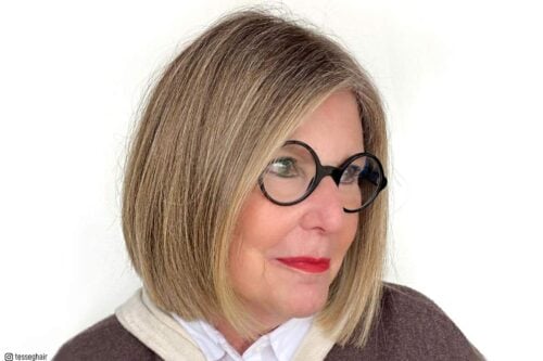 hairstyles for over 60 with glasses
