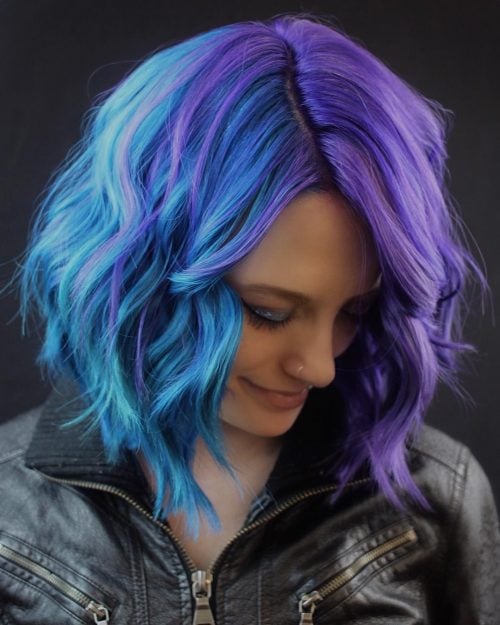 Half Purple and Blue Hair