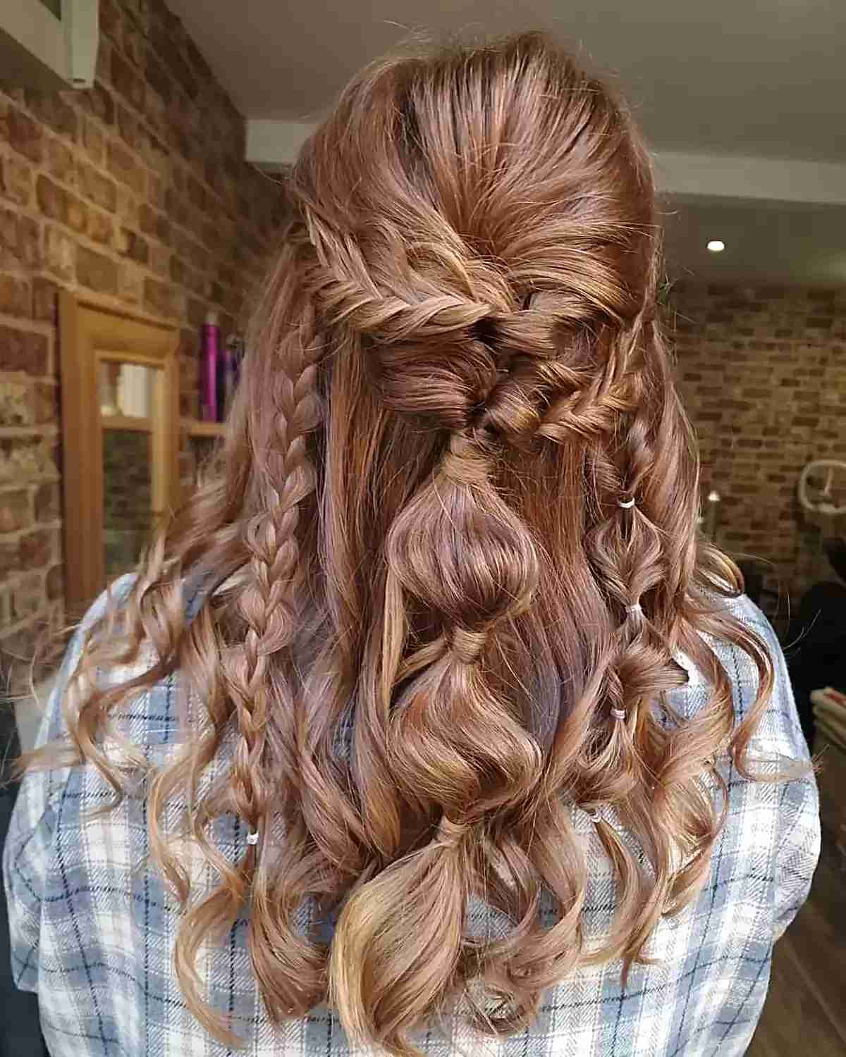 Mid Back-Length Half Festival Upstyle with Boho Braids and Twists