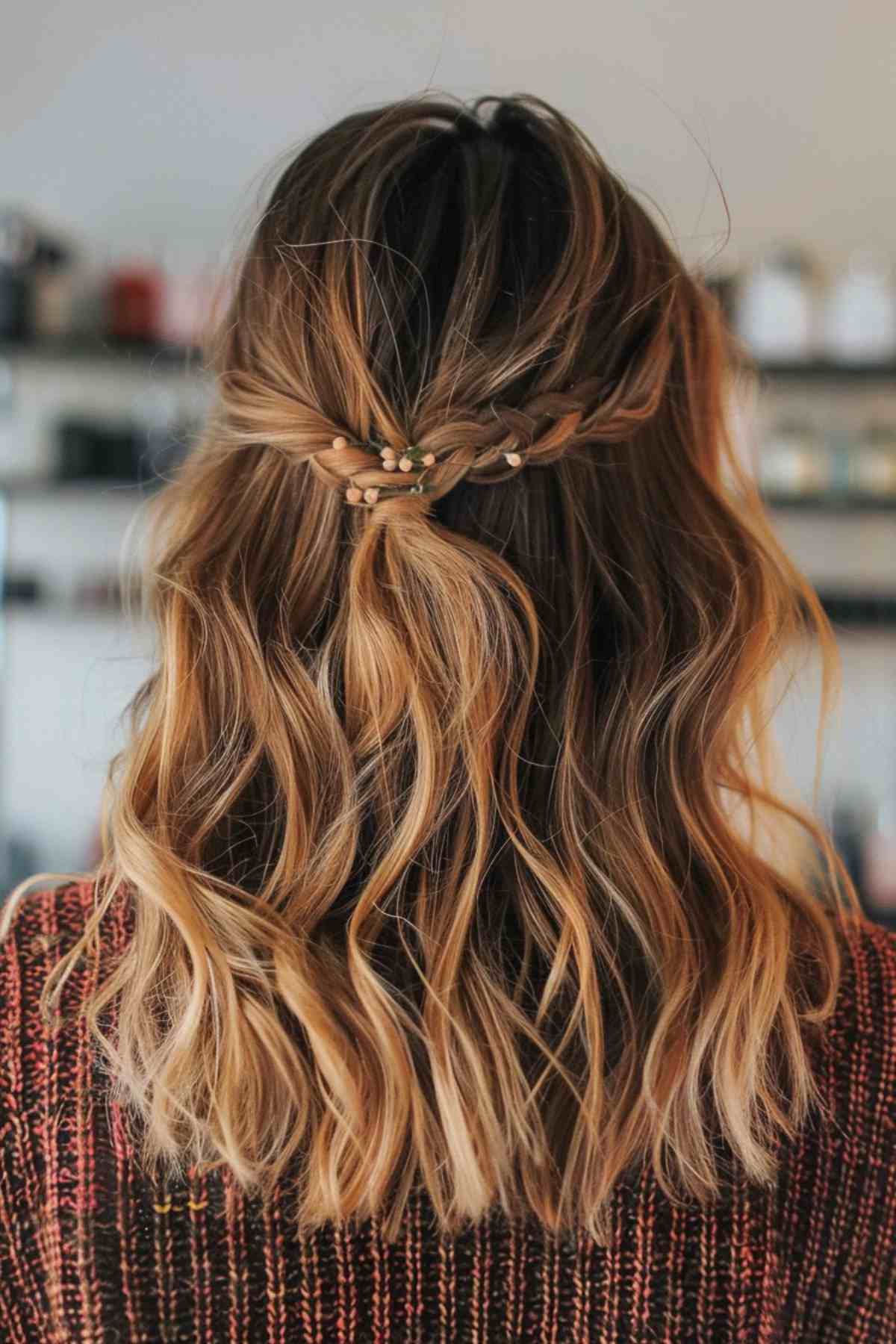 Half-up hairstyle for fine hair