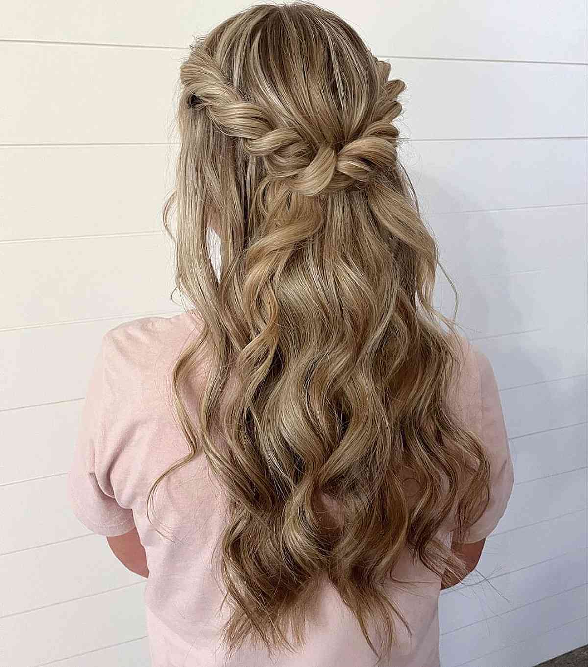 Half Up & Half Down Long Prom Hairstyle