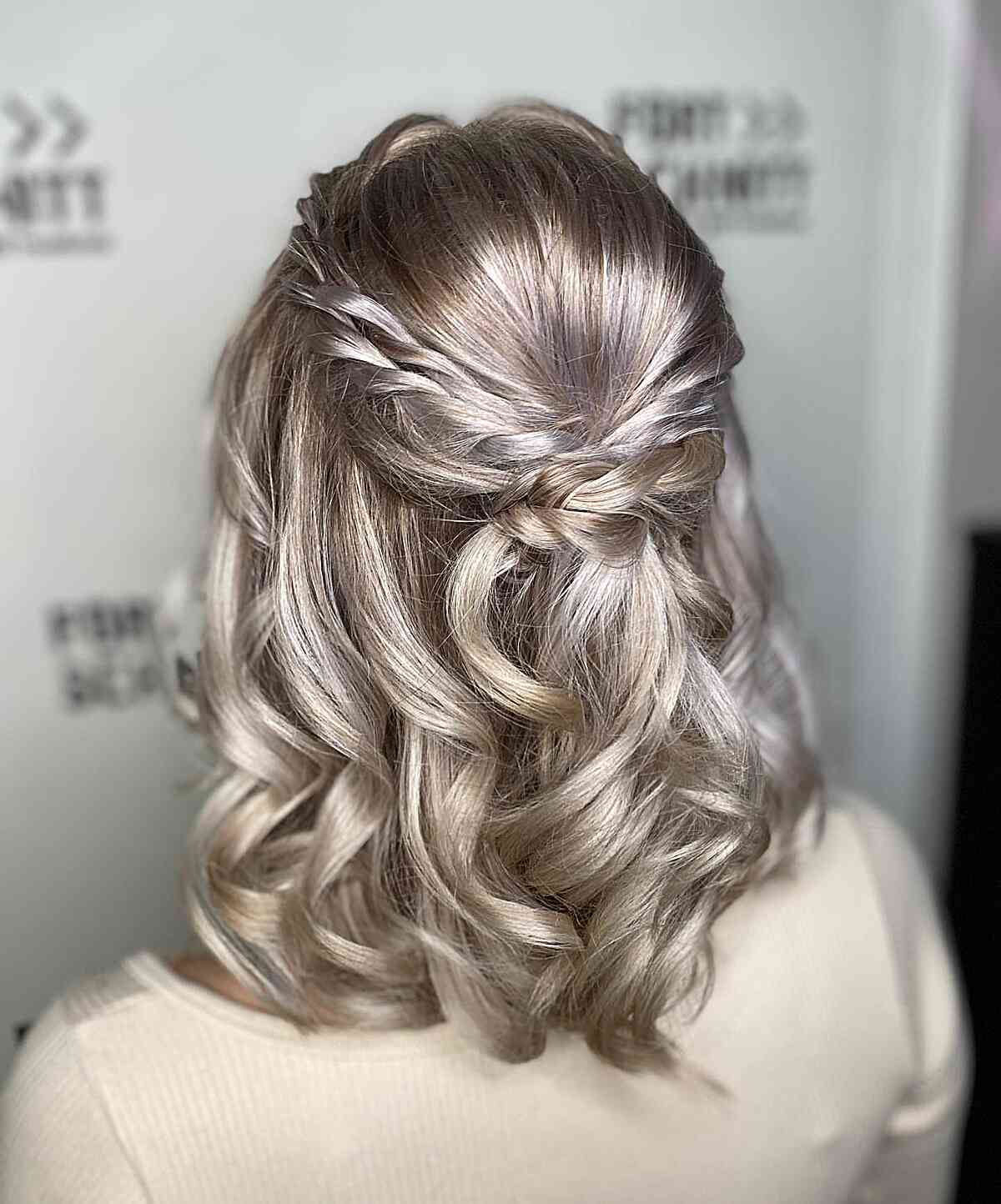 Half Up Half Down Two-Strand Braids for Mid-Length Waves for Prom