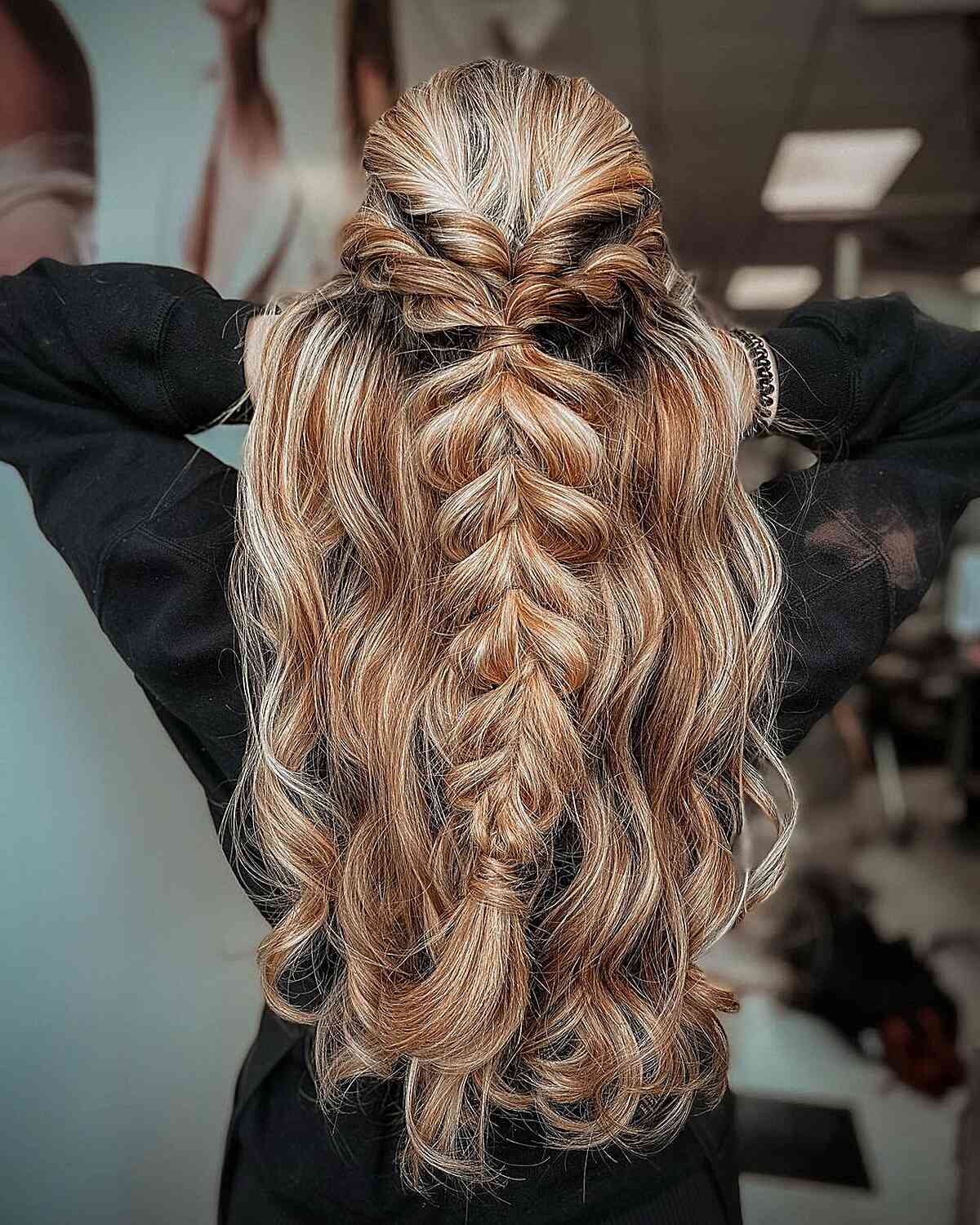 Half-Up Twist with Pull-Through Braids for Prom