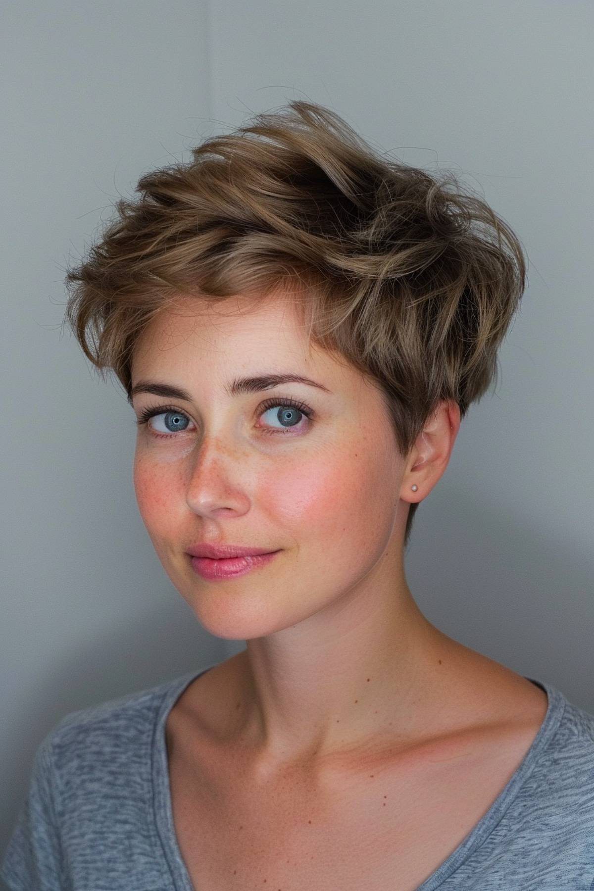 Choppy pixie haircut with front layers