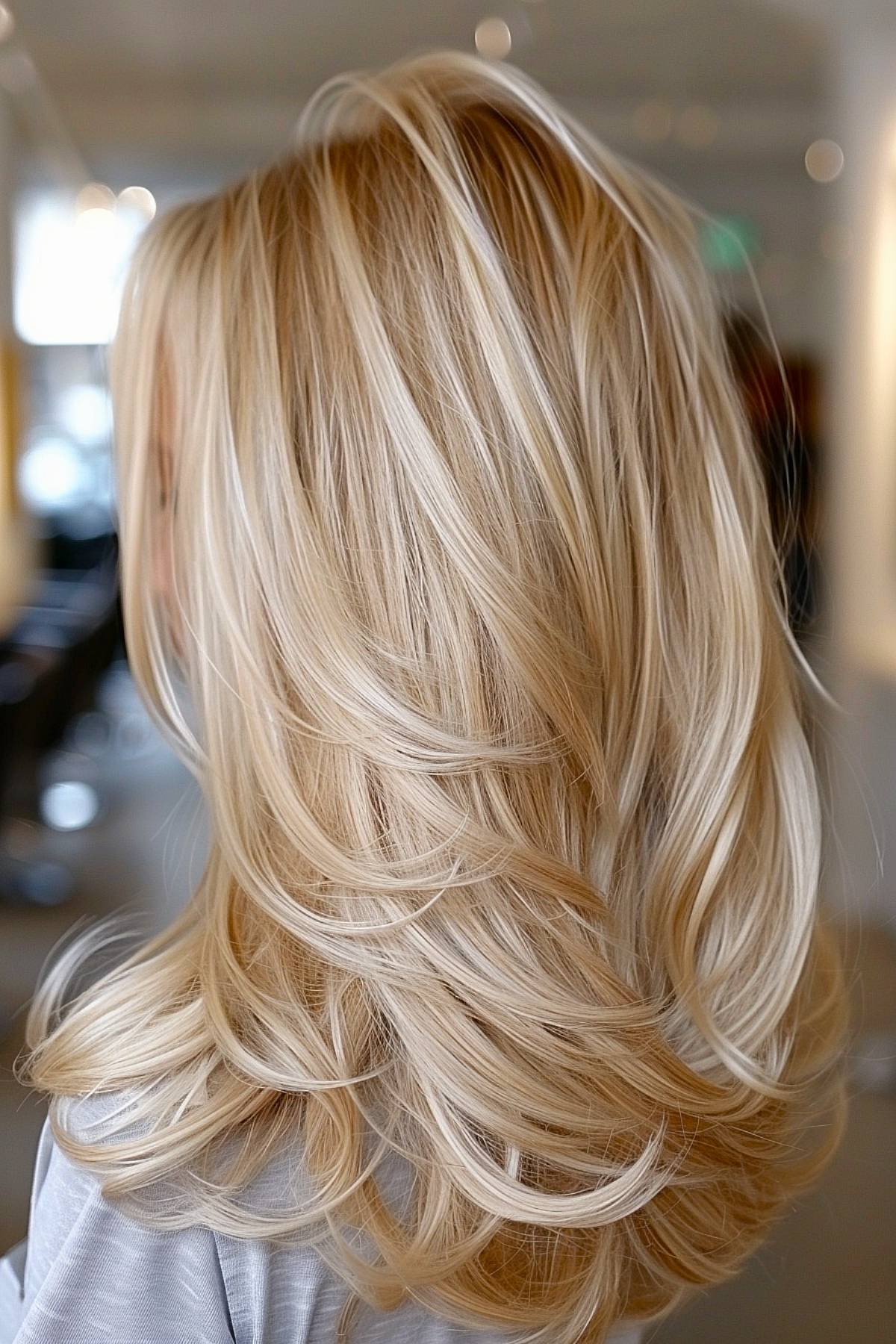 Platinum and golden blonde dimensional hair color