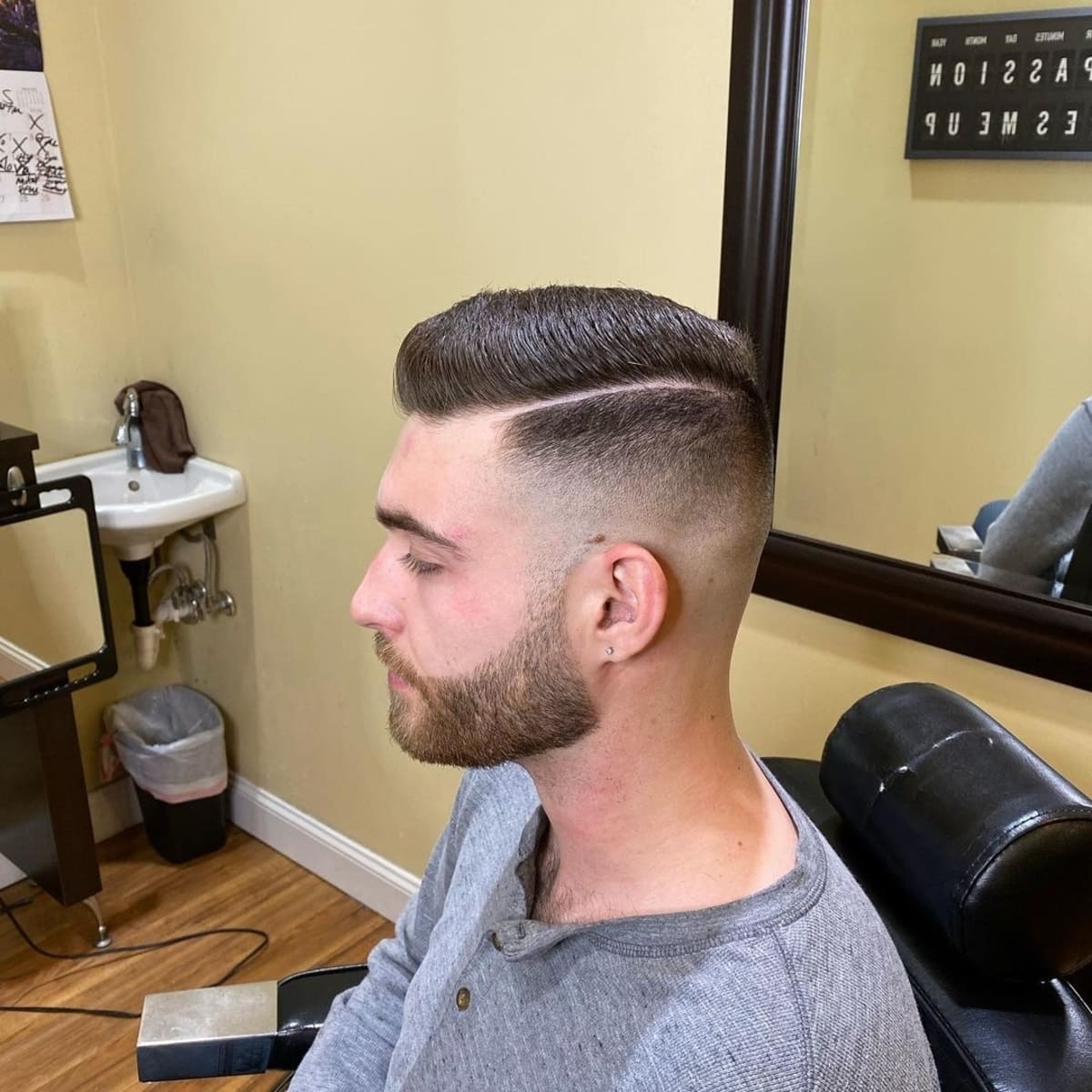 Hard part military cut with shaved sides