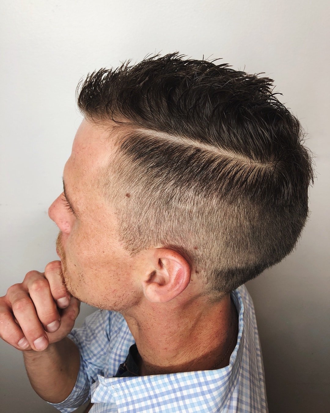 taper fade with quiff