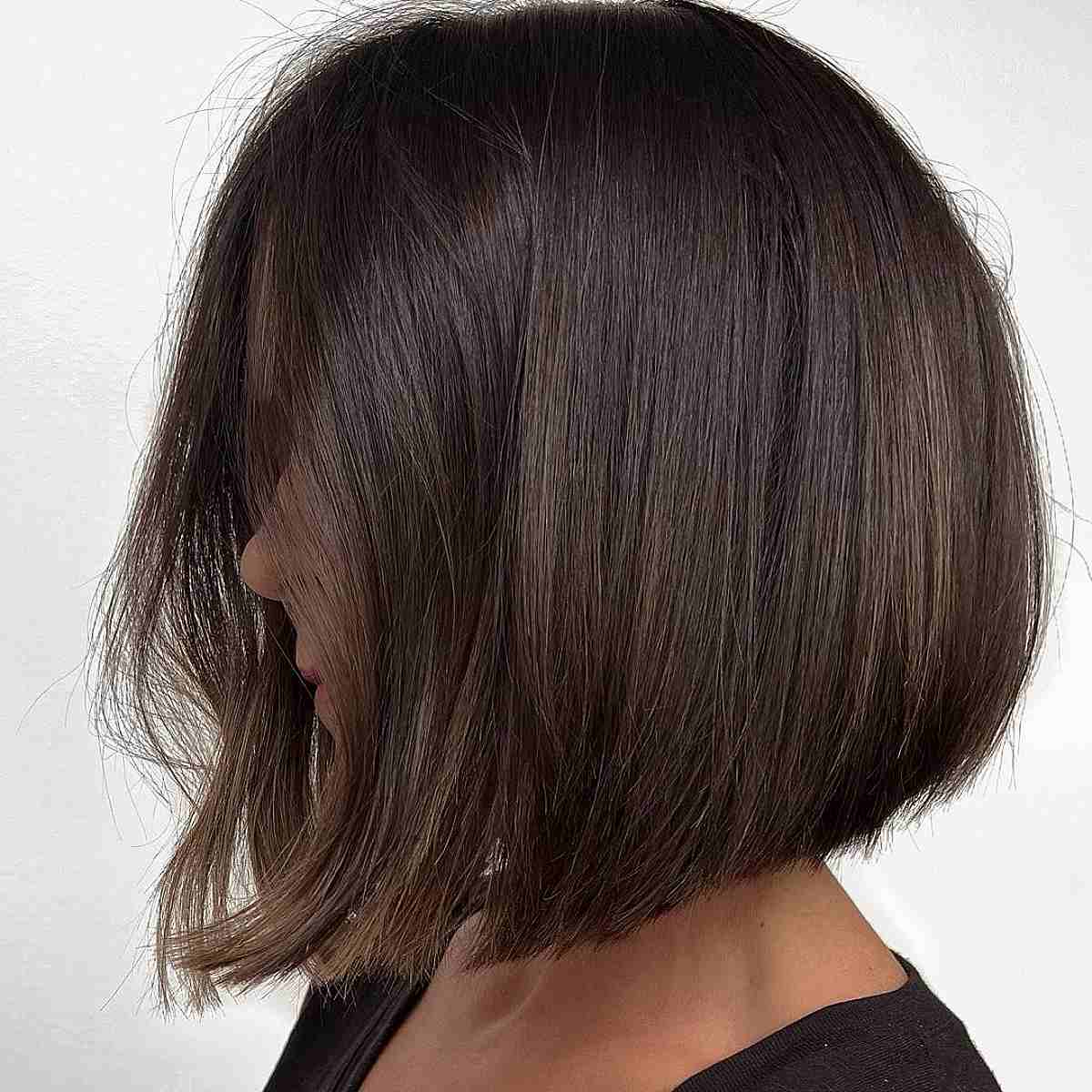 Healthy Chocolate Brunette Rounded Bob