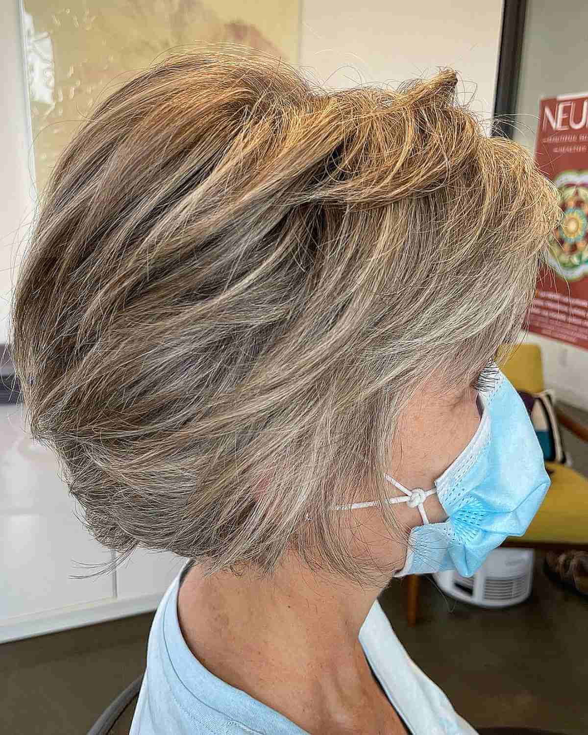 Heavily Layered Chin-Length Hair for an Old Woman