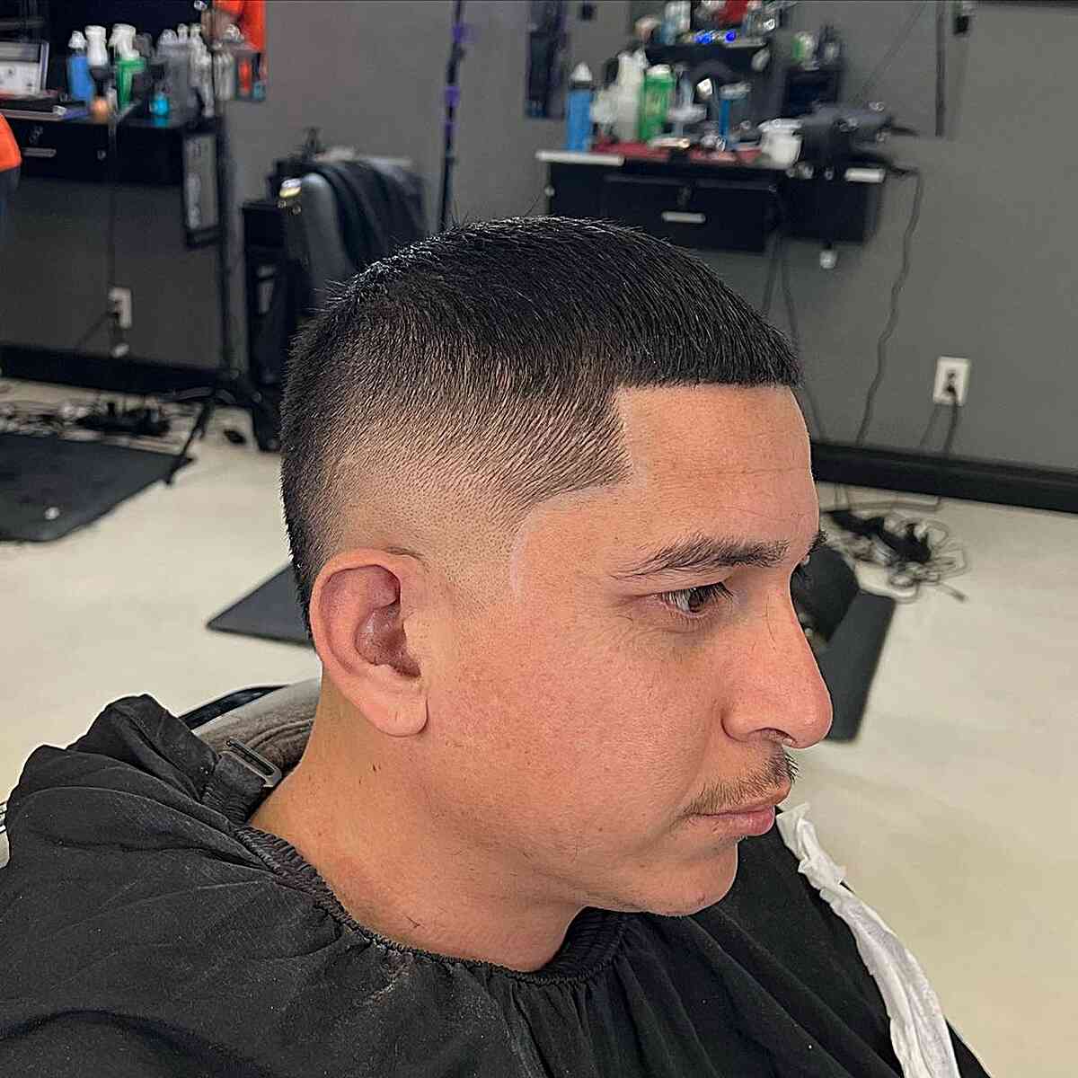 High and Tight with Buzzed Burst Skin Fade for Gents