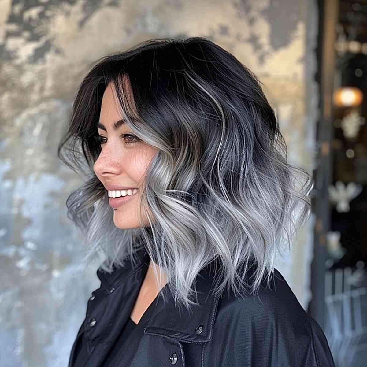 Black to Silver Ombre