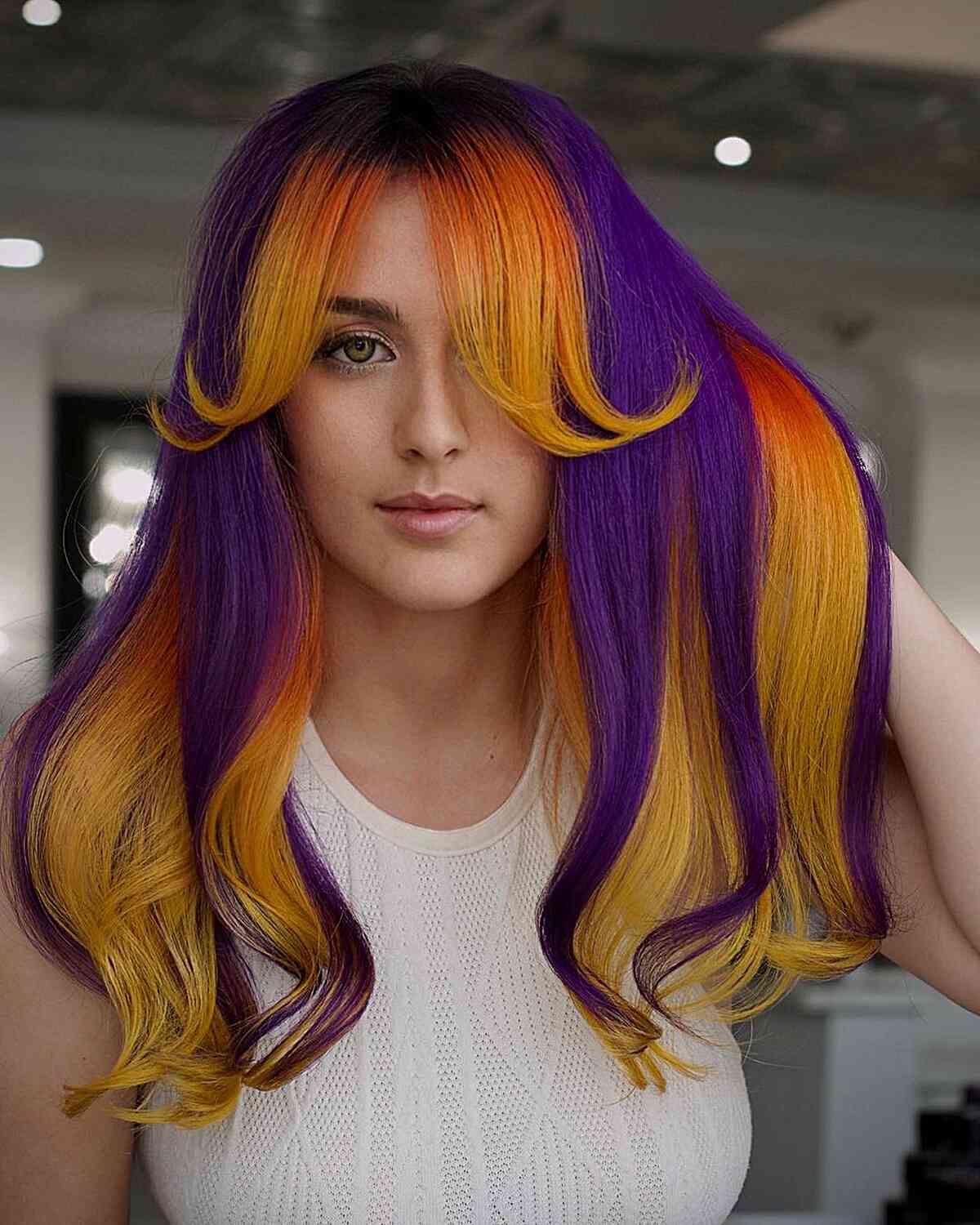 High Contrast Purple and Yellow Hair