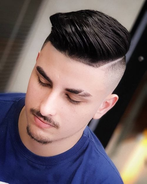 High Fade with Long Hair and hard part