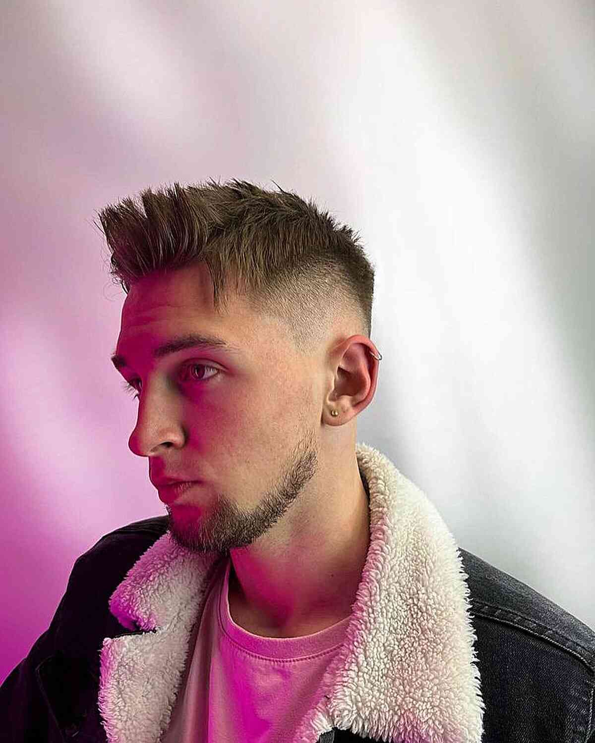 High Fade with Spiked Hair for Dudes with a beard 