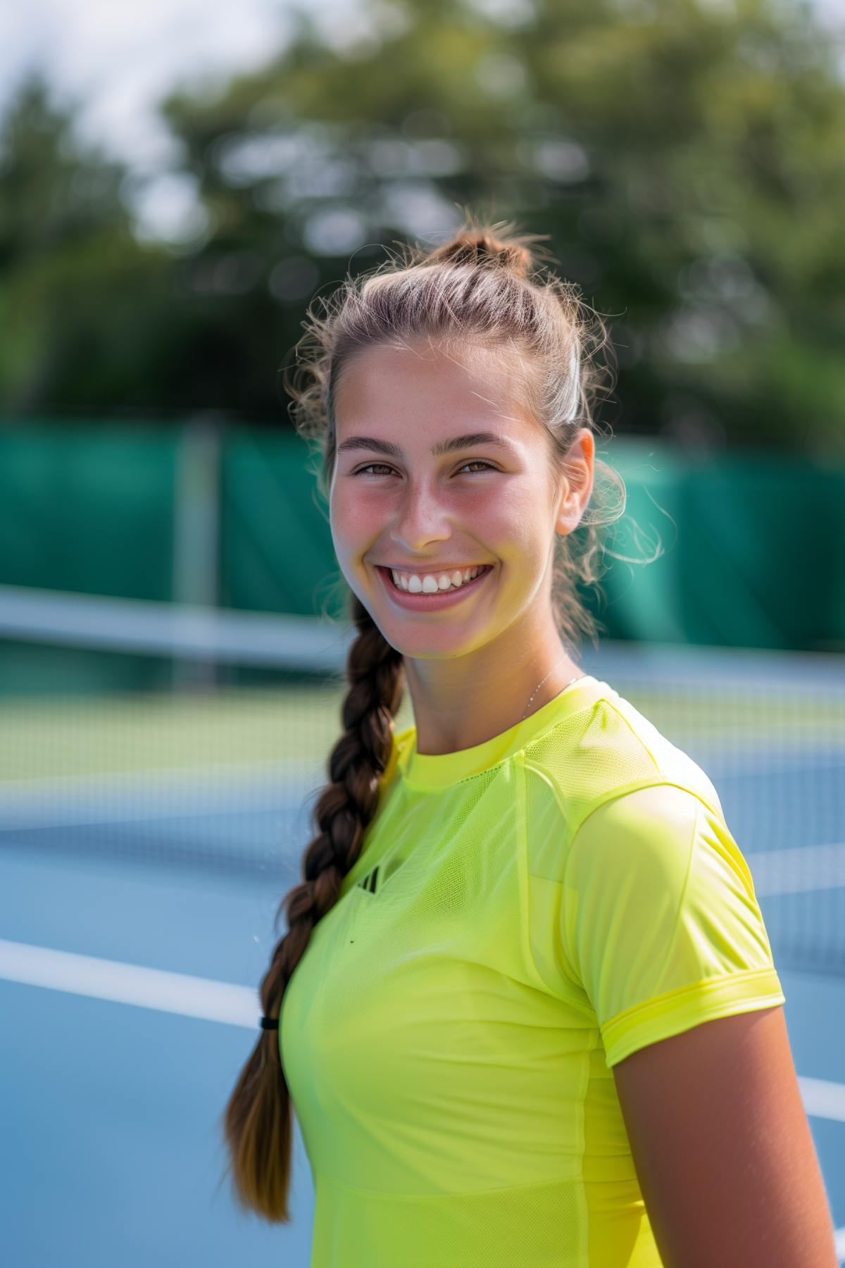 High ponytail with long braids for tennis and active play