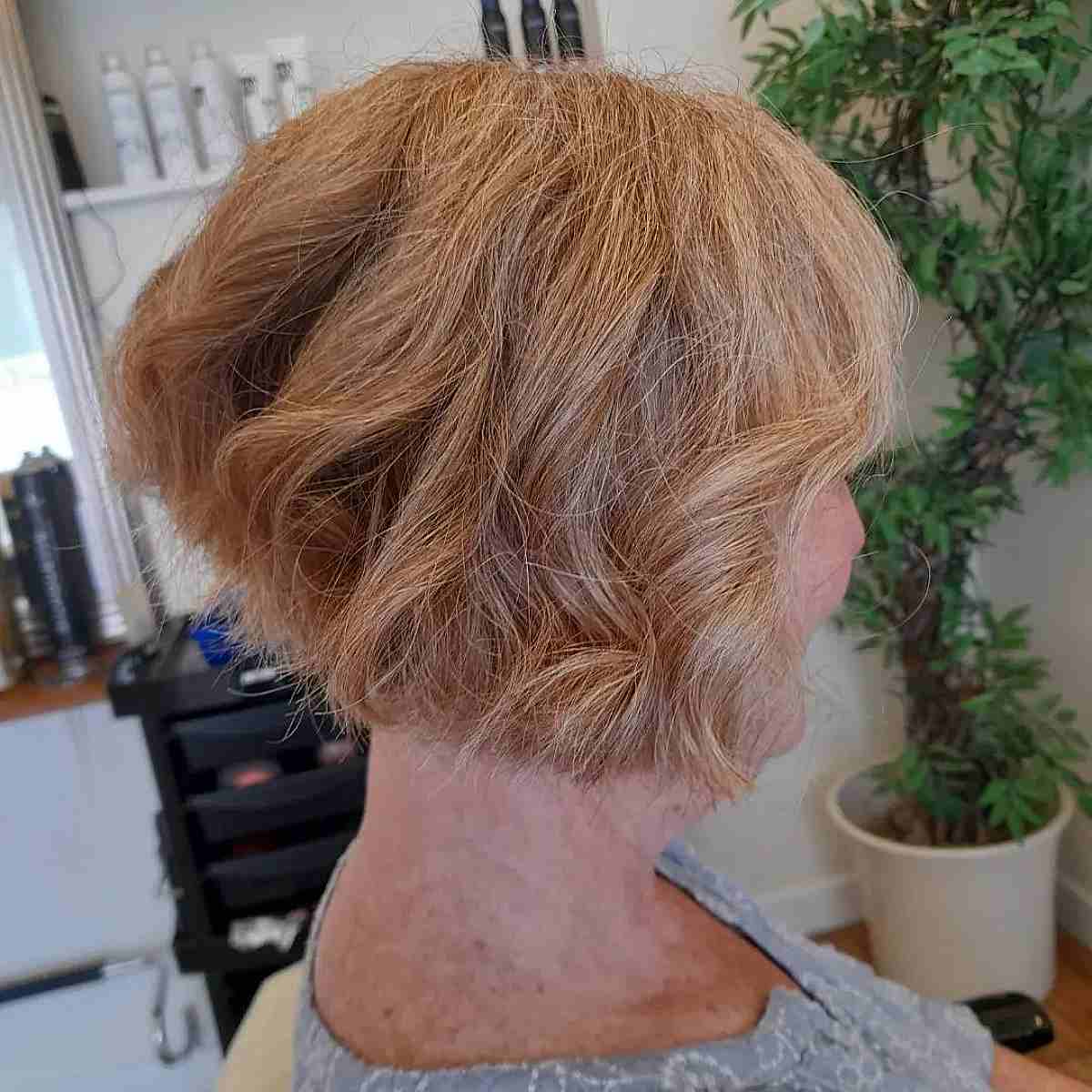 High Stacked Bob for Thick Hair for Older Women