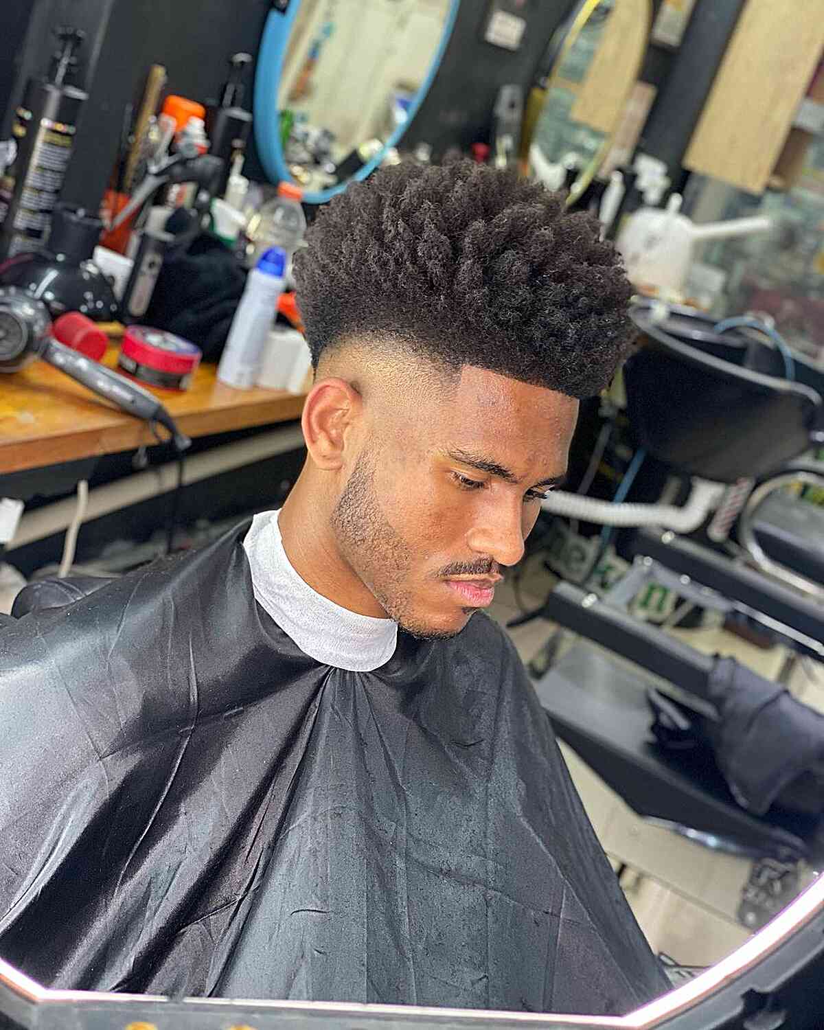 High Taper Fade on an Afro