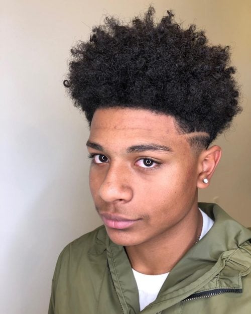 High Top Afro Fade with Hard Part