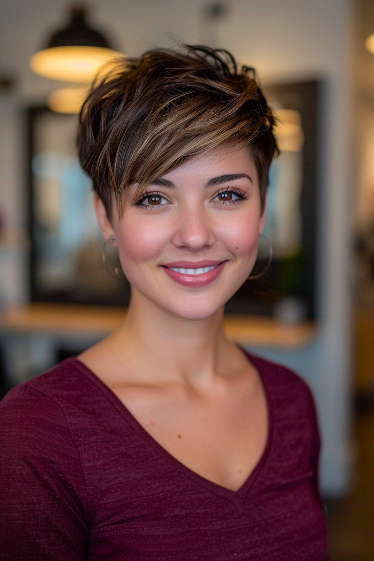 Highlighted pixie cut