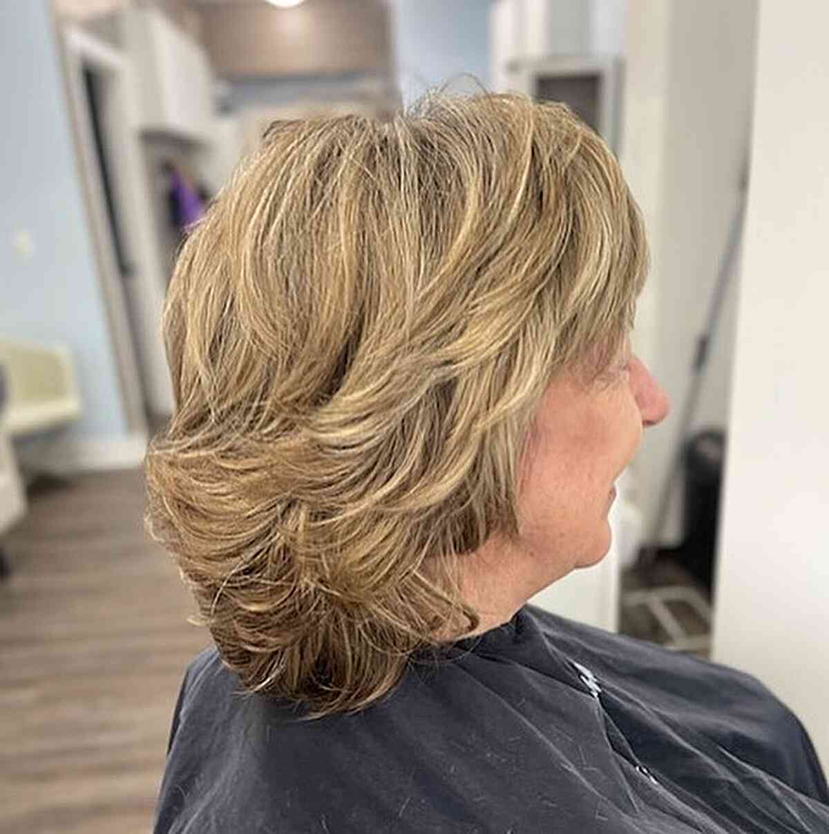 Highlights and a Feathered Cut for an Older Lady