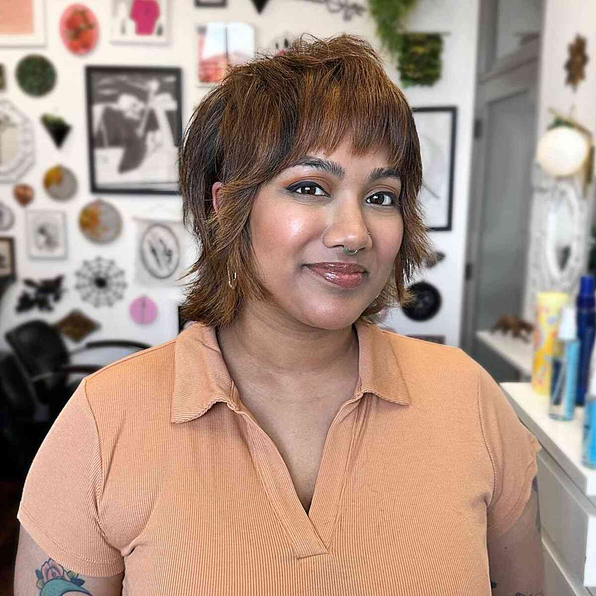 Highlights on a Mini Shaggy Mullet for Women