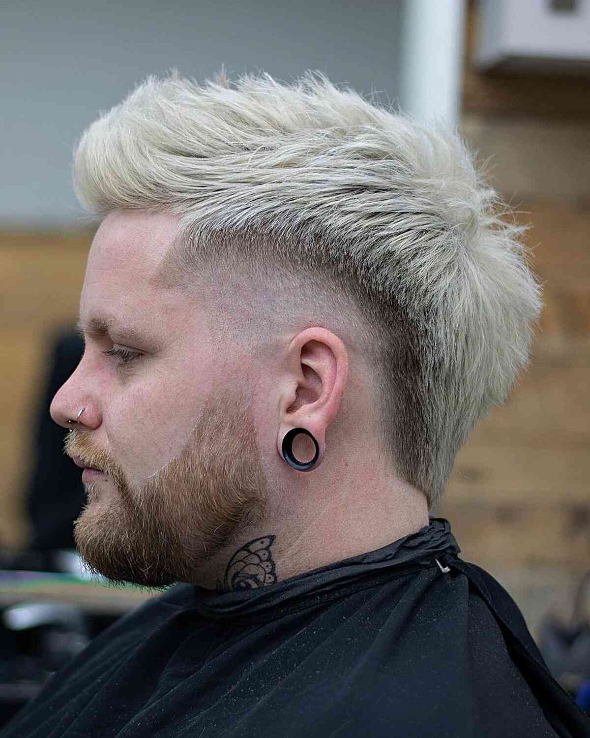 Highly Burst Faded with a Platinum Mohawk for Men