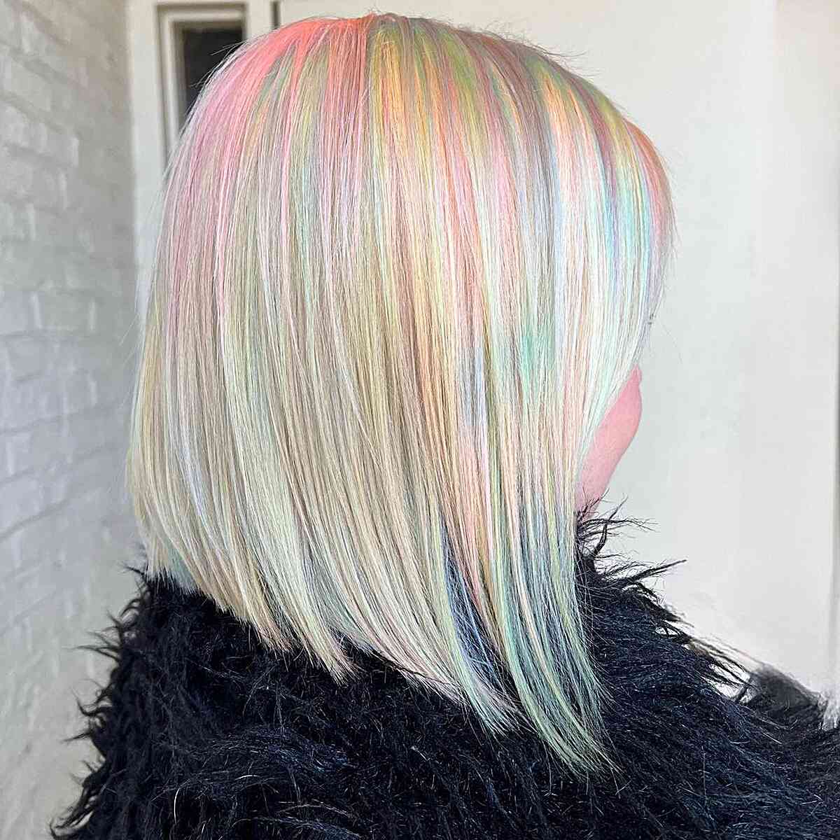 Holographic Pastel Babylights on Short Blonde Hair