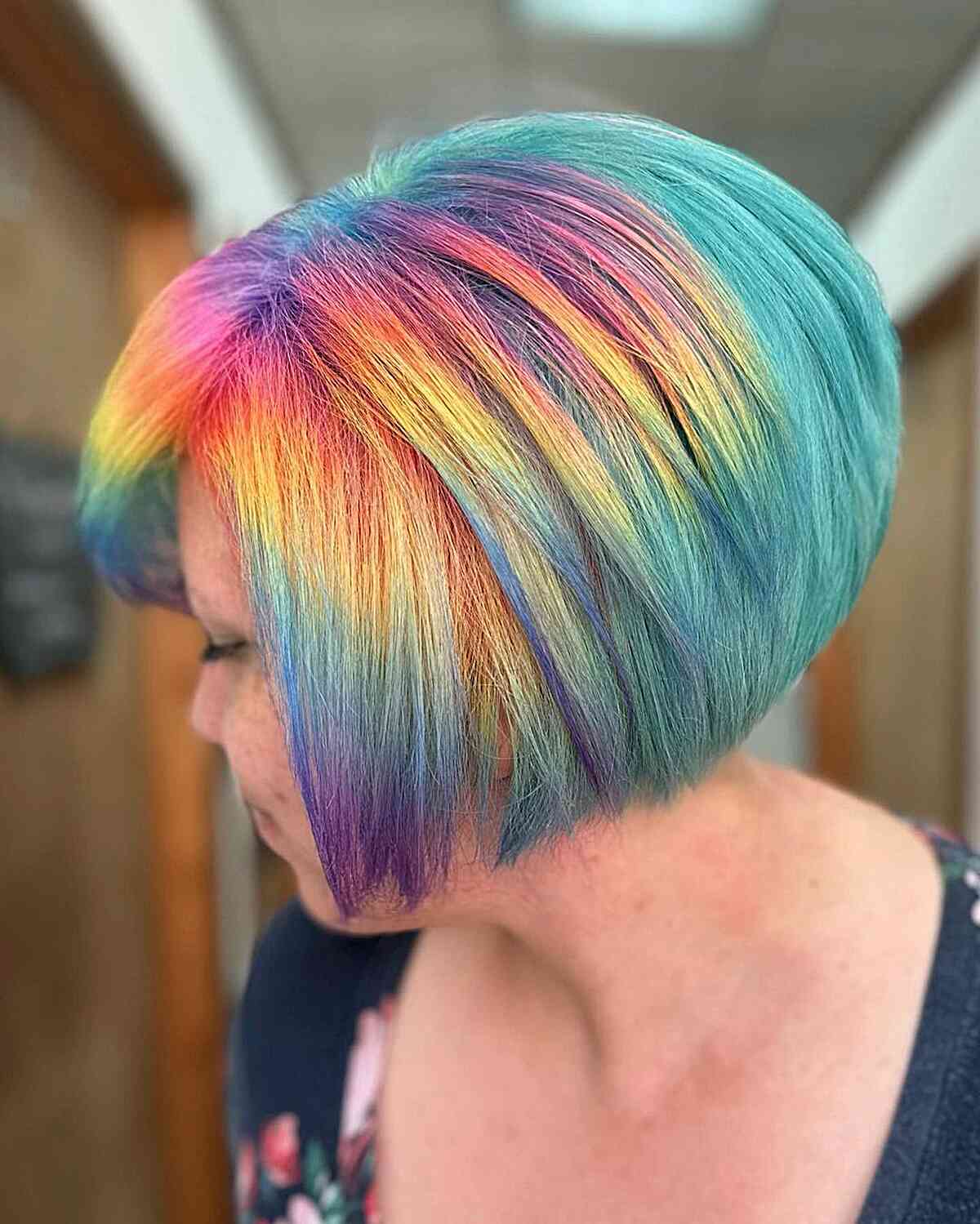 Holographic Rainbow Bob with a Side Part