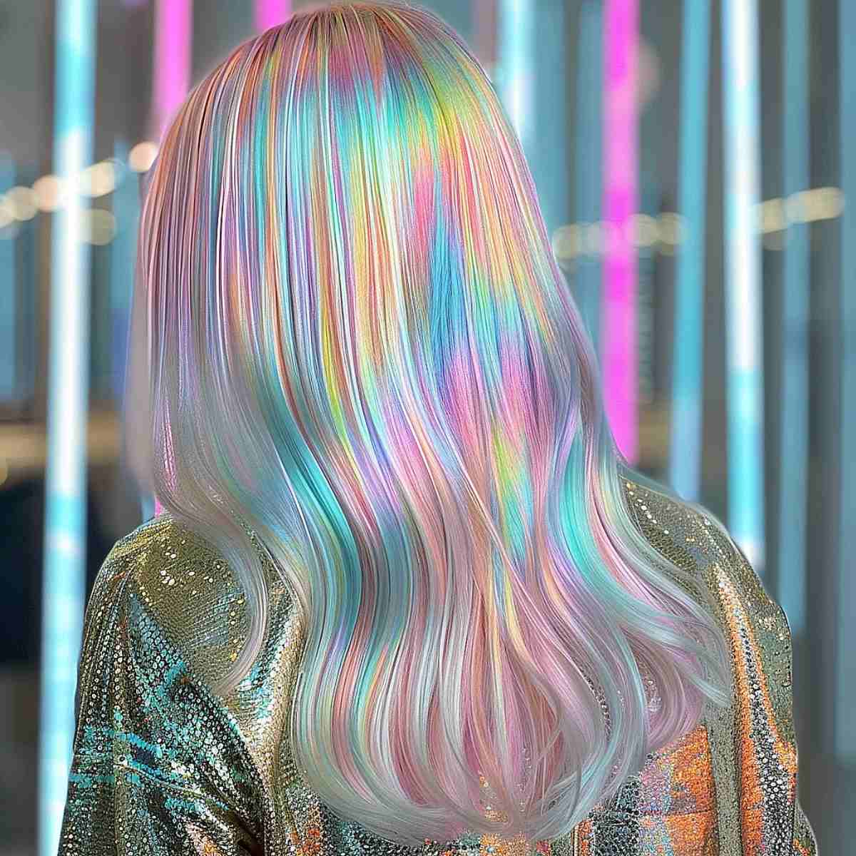 Dip-dye rainbow hair color