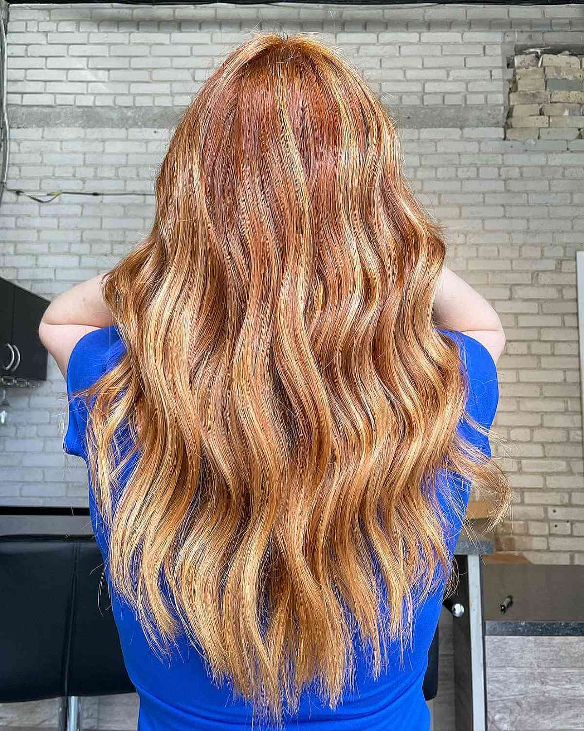 Honey Blonde with Red Highlights