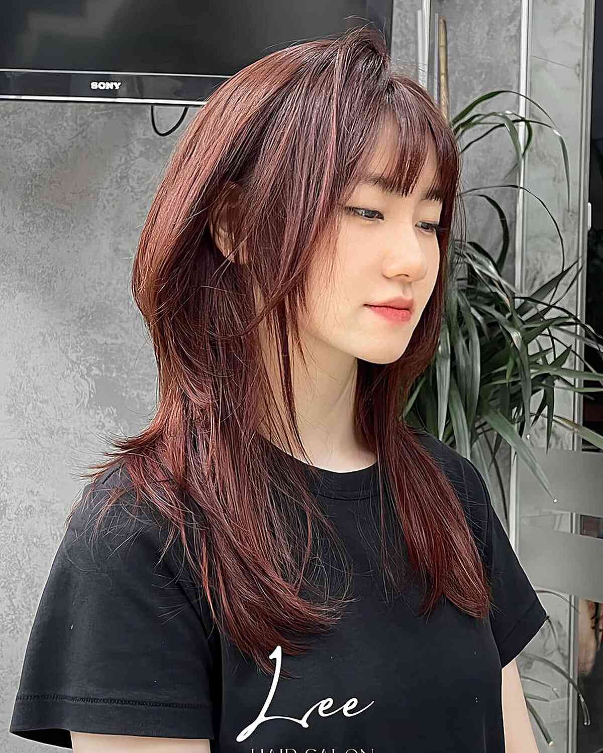 Hush Cut Mullet on Mid-Length Red Hair