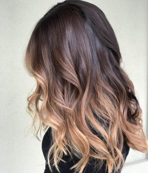 Iced Coffee Brunette with Caramel Highlights