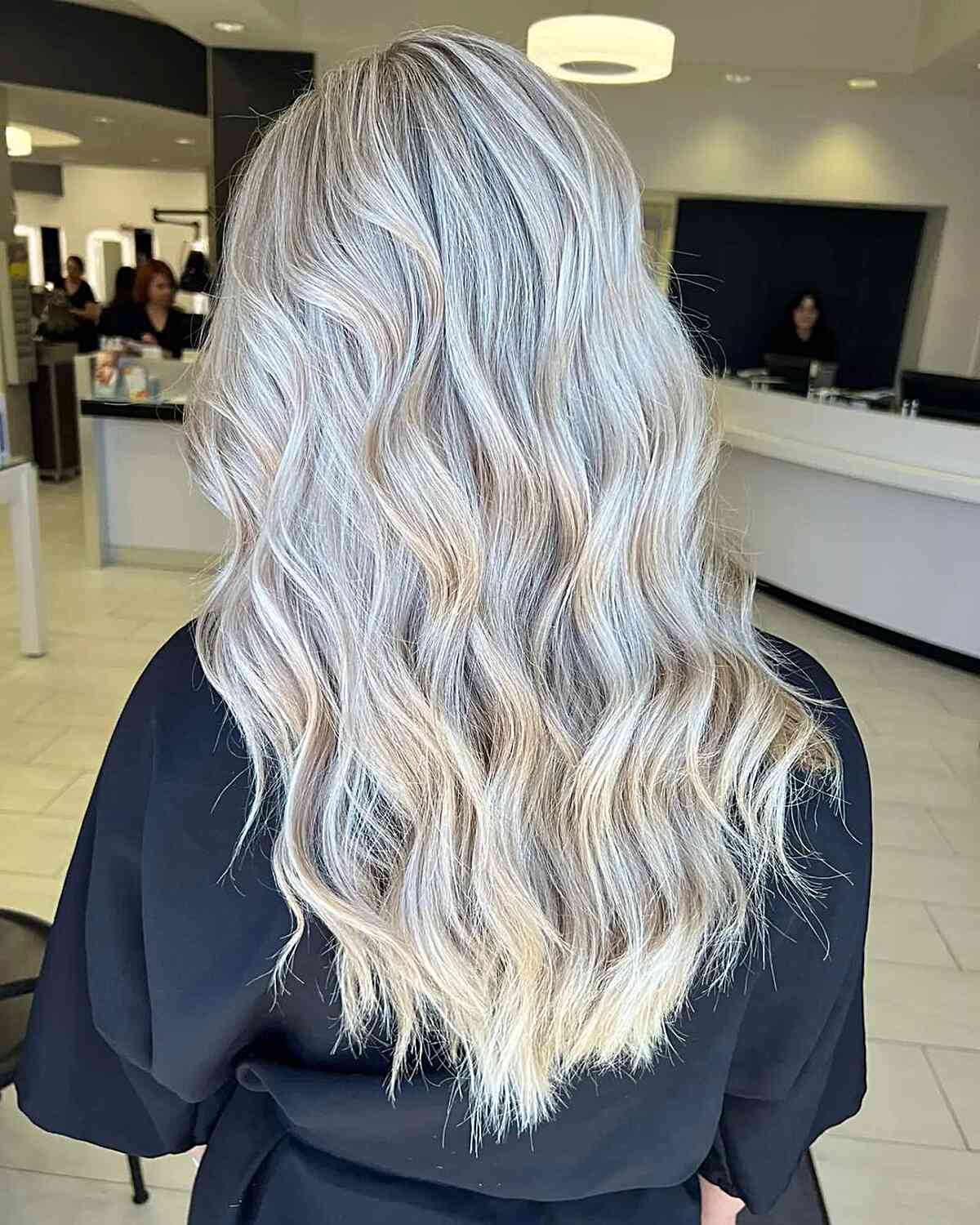 Icy Blonde Hair Color with Lowlights