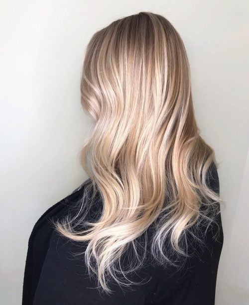 Romantic Icy Blonde Highlights on Brown Hair