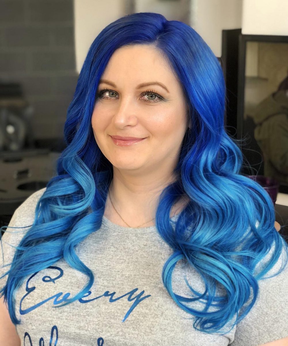 Icy Blue Ombre for Wavy Hair