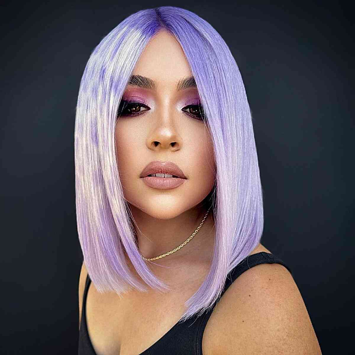 Icy Light Purple Long Bob for women with an edgy style