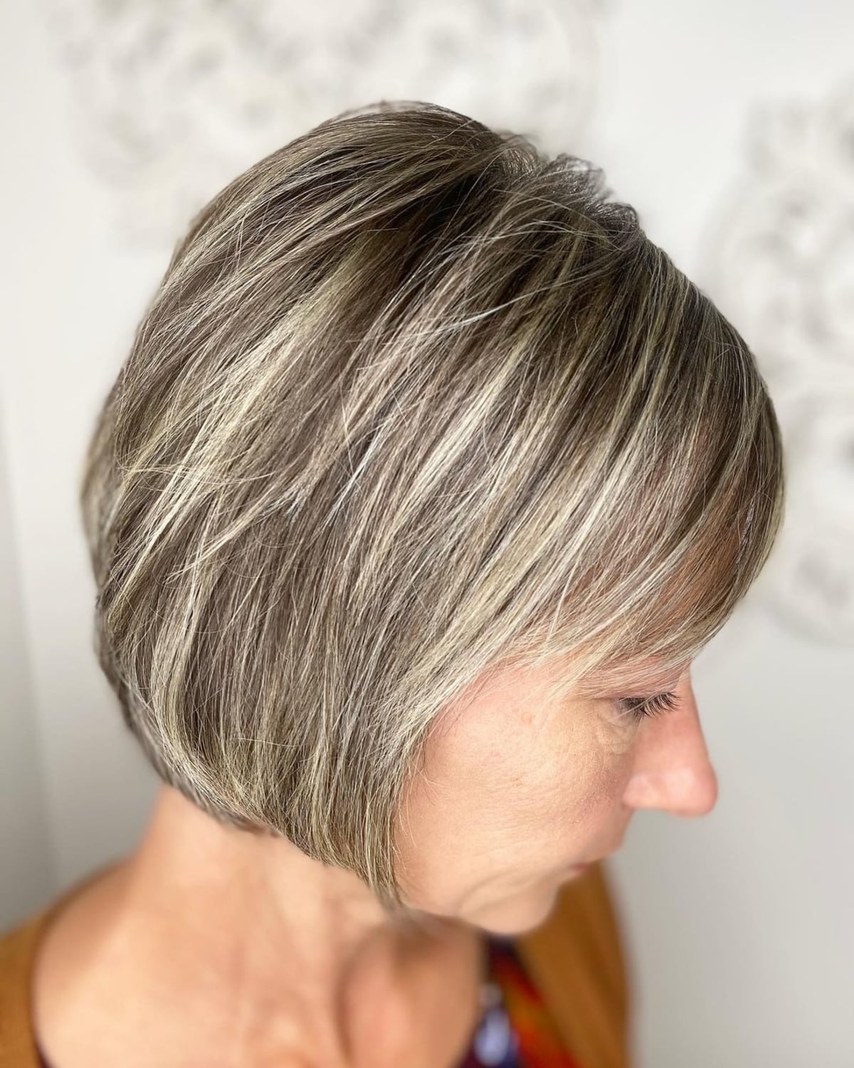Icy mocha brown hair for women over 50