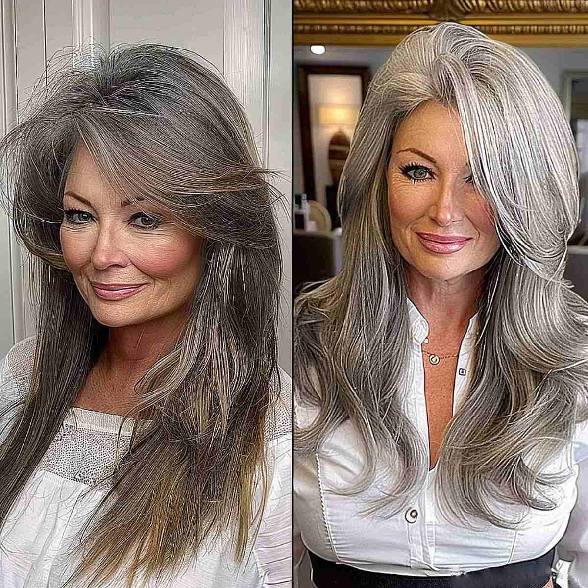 Icy Silver Blonde Straight Hair for women with thick mid-length hair