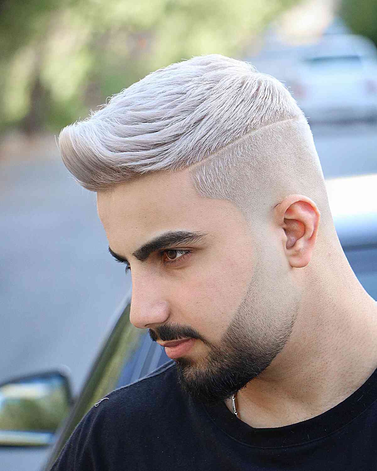 Icy White Platinum Hair Color for Men