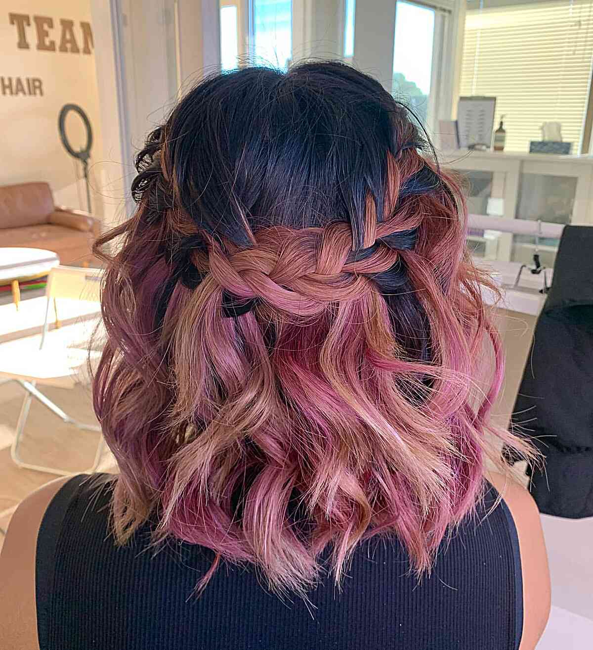 Infinity Waterfall Braid Updo for Short Hair and Volleyball Games