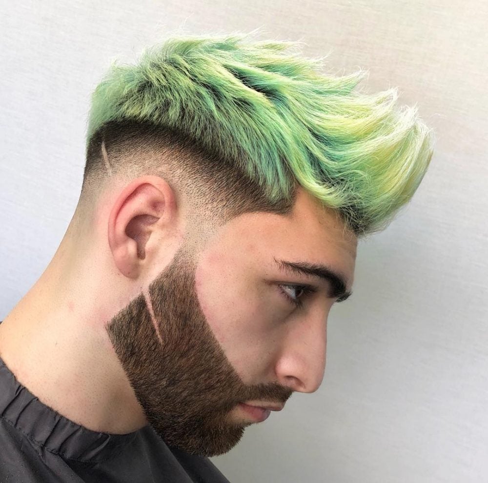 Modern Fohawk Taper Fade with Beard and Line-Up