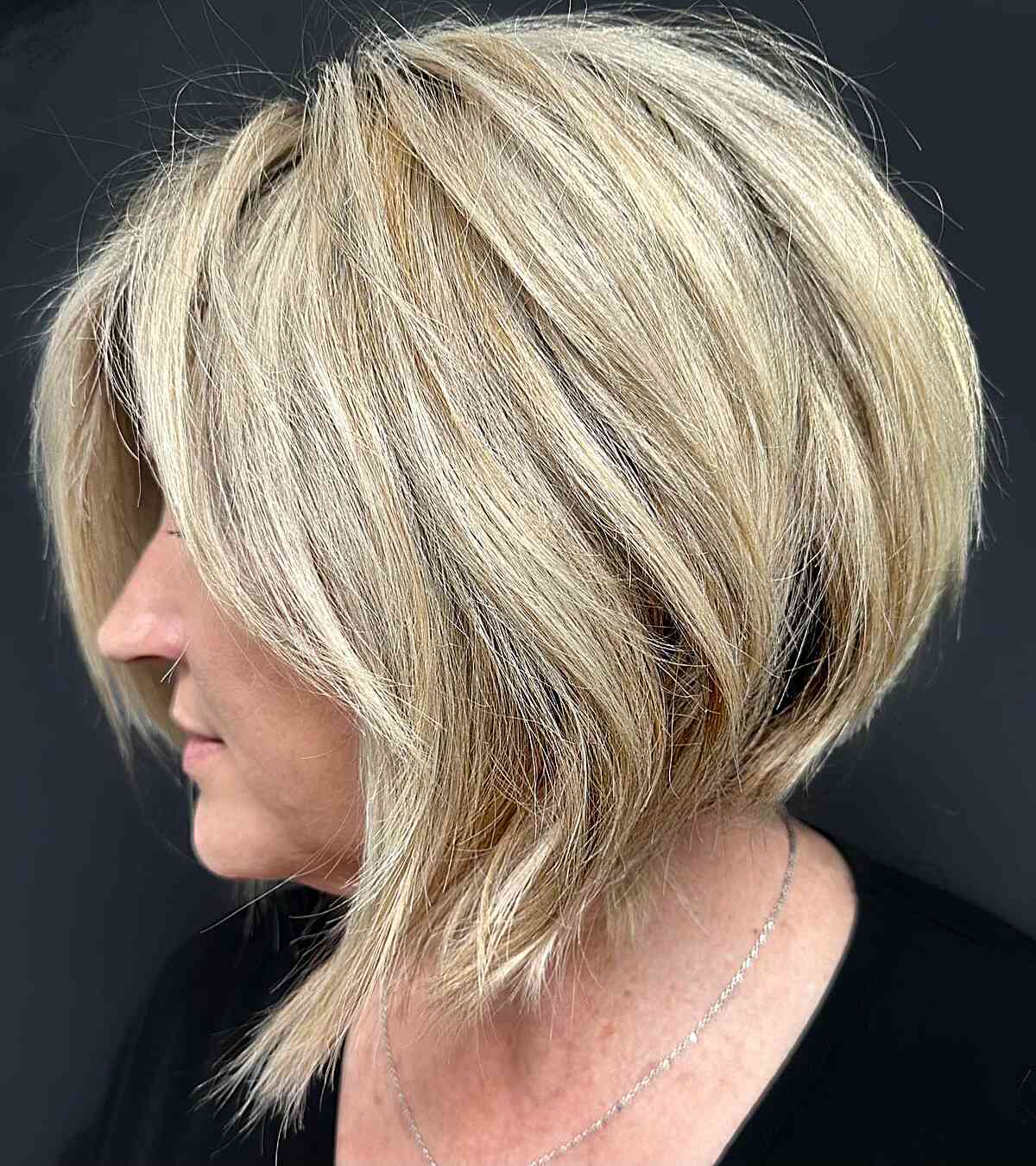 Inverted A-Line Bob with Layers on older women looking for a short hairstyle