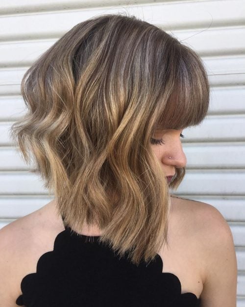 Inverted angled bob with bangs